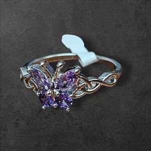 Elegant Purple Butterfly Ring